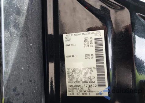 2020 Nissan Maxima Sl Xtronic Cvt from USA, damaged, VIN 1N4AA6DV4LC373822